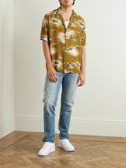 KAPITAL - Convertible-Collar Printed Crepe Shirt - Gold
