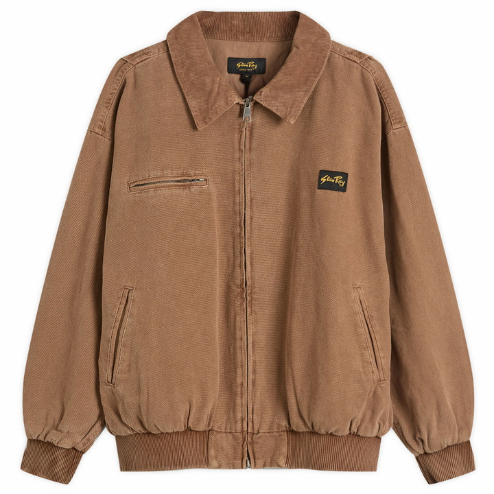 Photo: Stan Ray Men's Roughneck Collared Bomber Jacket in Washed Acorn