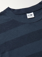 NN07 - Arnold Striped Cotton and Linen-Blend Jersey T-Shirt - Blue