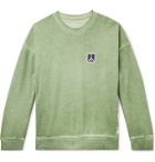Saturdays NYC - Ari Peace Embroidered Pigment-Dyed Loopback Cotton-Jersey Sweatshirt - Green