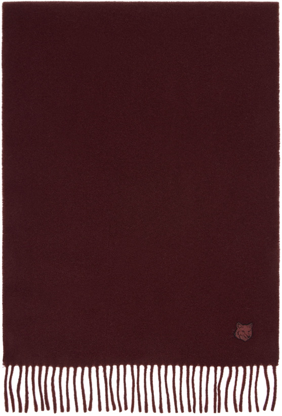 Photo: Maison Kitsuné Red Bold Fox Head Double Face Scarf