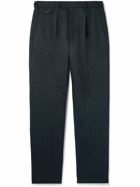 Dunhill - Straight-Leg Pleated Cotton and Linen-Blend Twill Trousers - Blue