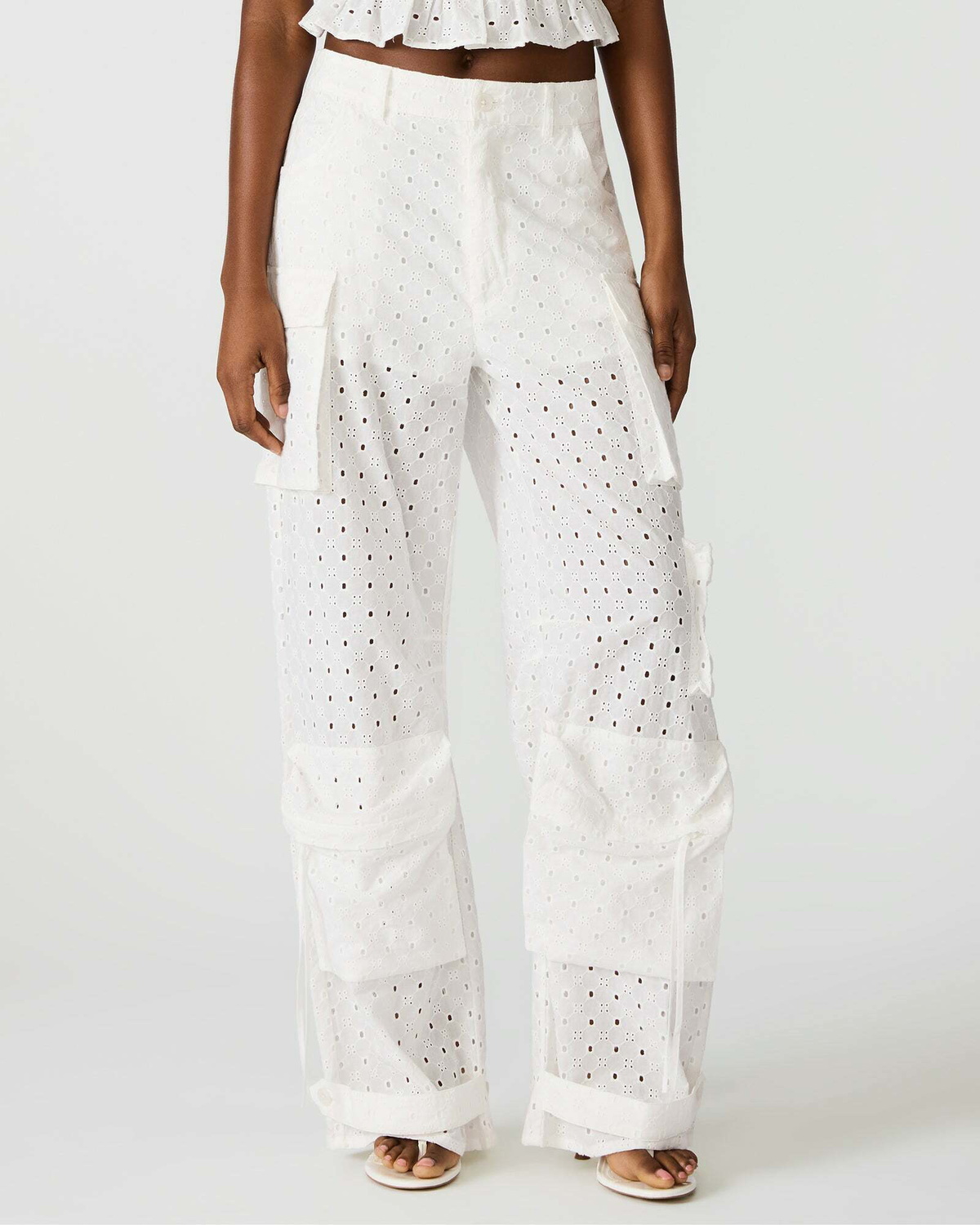 Steve Madden Duo Pant Eyelet Pants in White