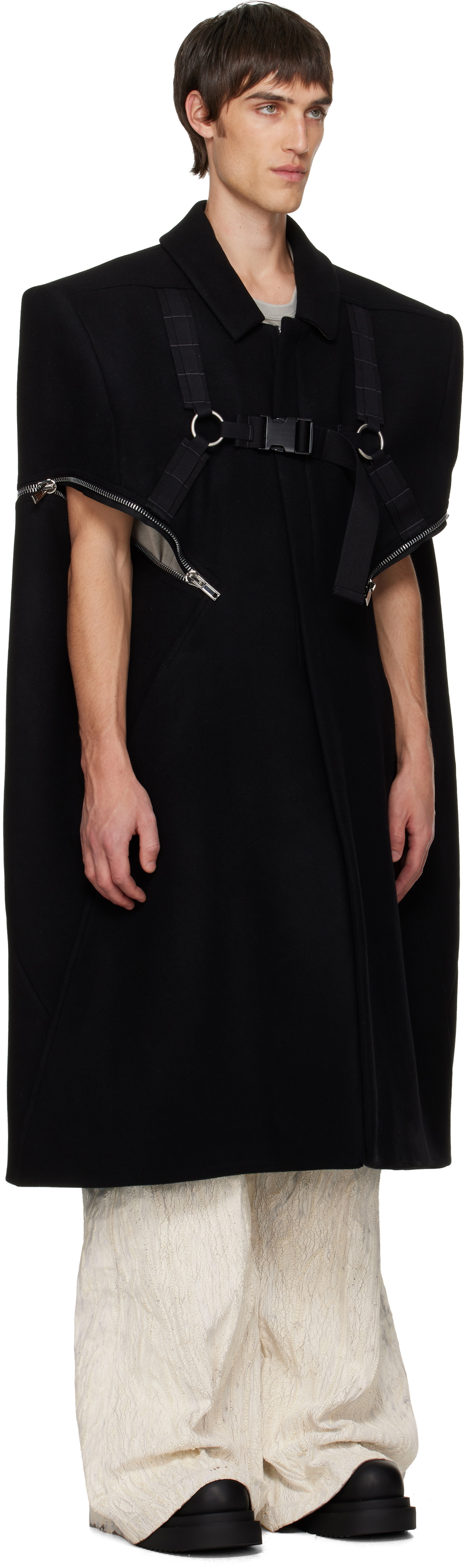 Rick Owens Black Concordians Blixa Cape Coat