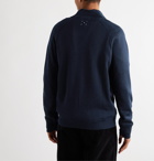 Pop Trading Company - Logo-Print Merino Wool-Blend Half-Zip Sweater - Blue