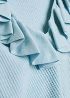 Alice + Olivia Marnie Ruffled Knit top Blue