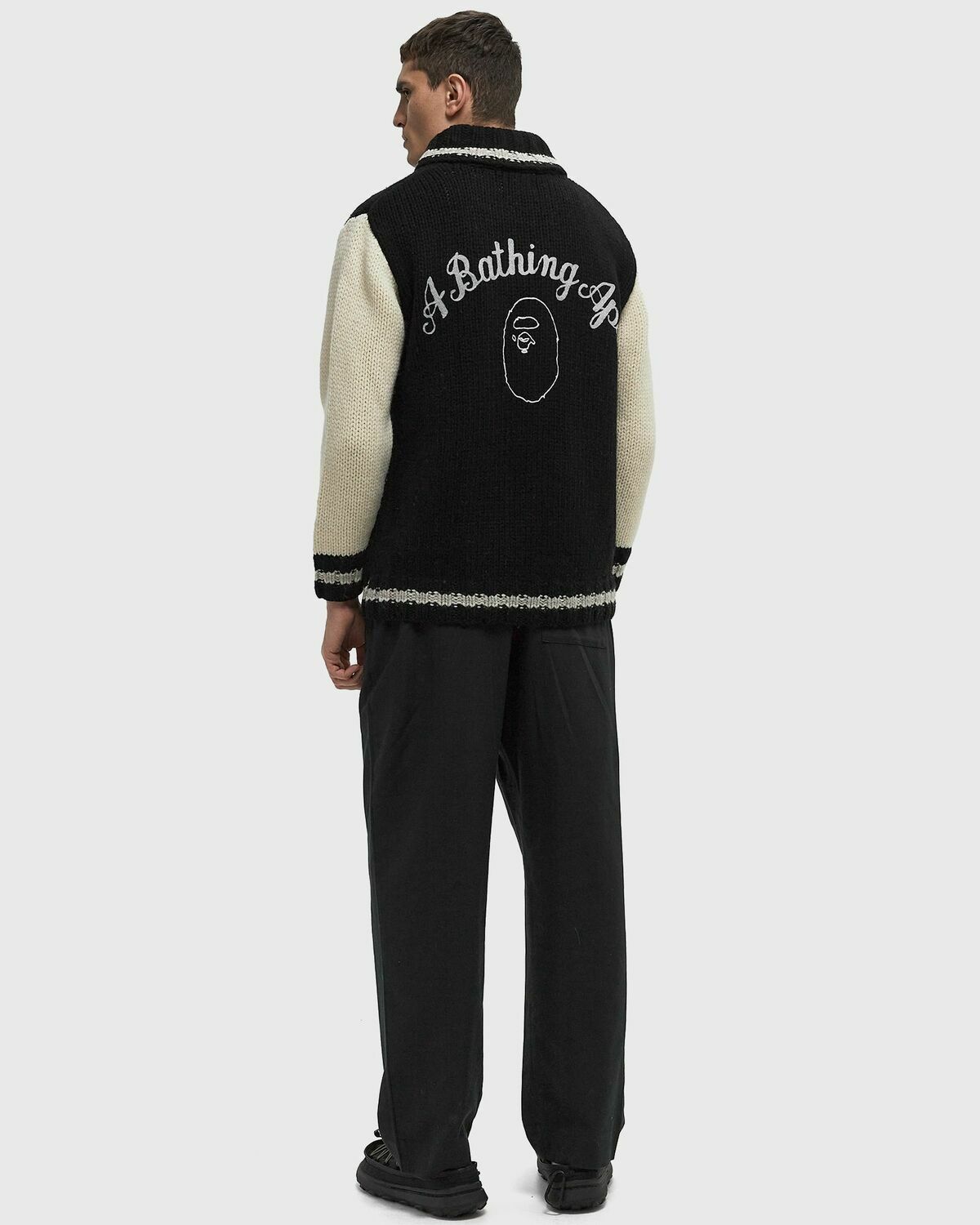 A Bathing Ape A BATHING APE COWICHAN CARDIGAN black/beige Mens 