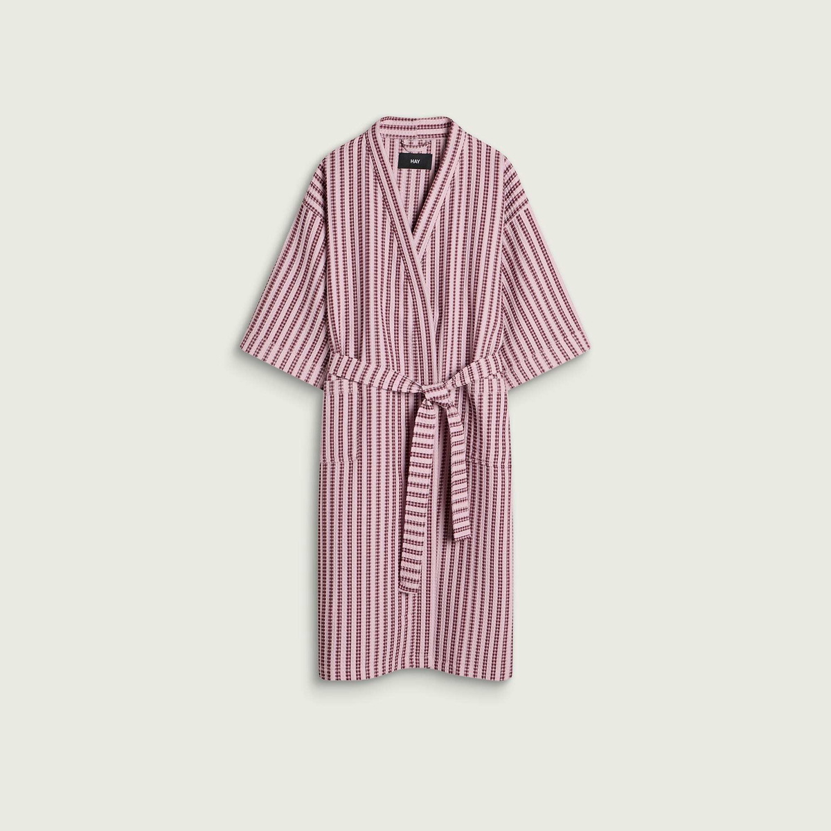 HAY Waffle Bathrobe in Stripe Cool Pink