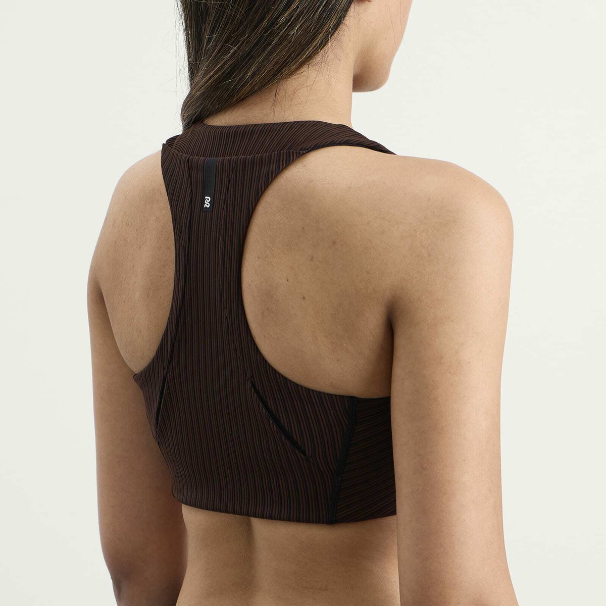 Bandit Women's Variegated Stripe Cadence Longline Bra in Cacao/Bandit Black