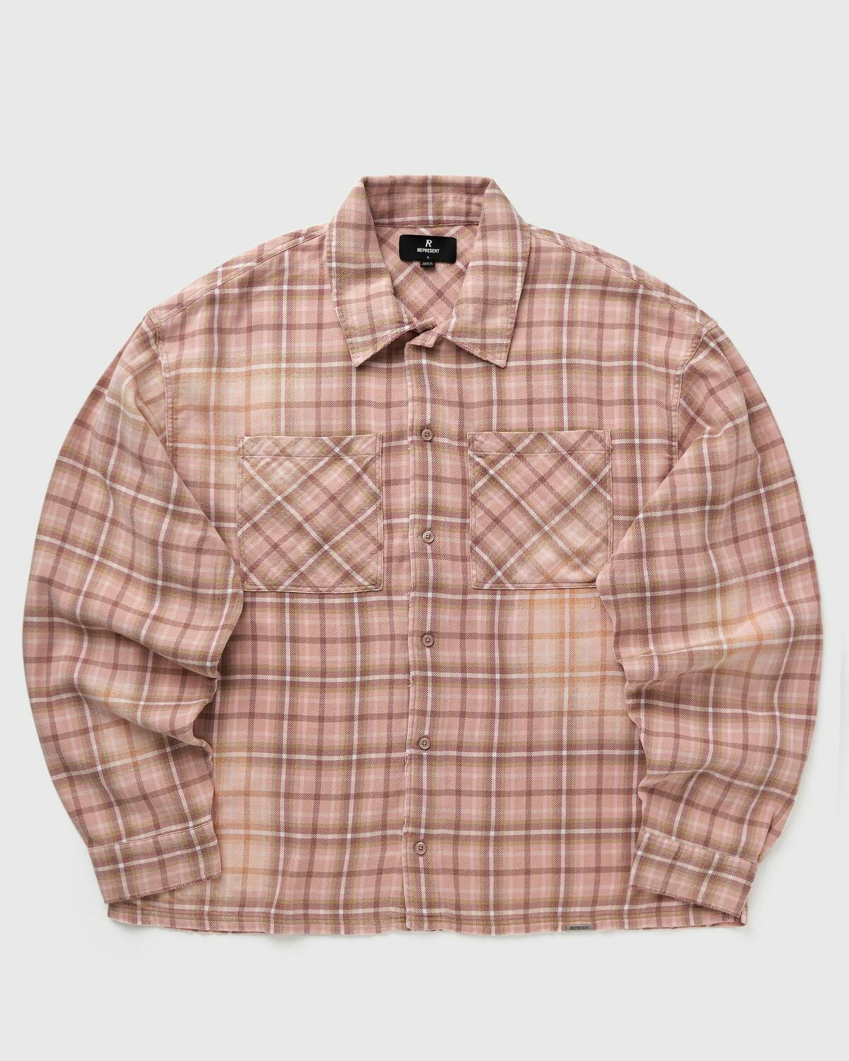 Represent Check Shirt pink Mens Longsleefe