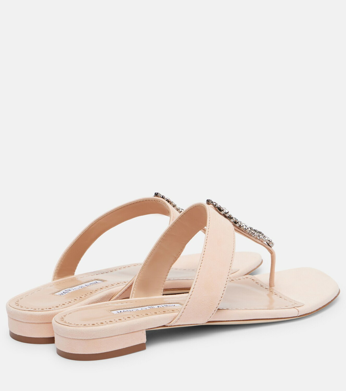 Manolo Blahnik Bizaba embellished suede thong sandals