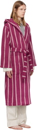 Tekla Burgundy Terry Hooded Bathrobe