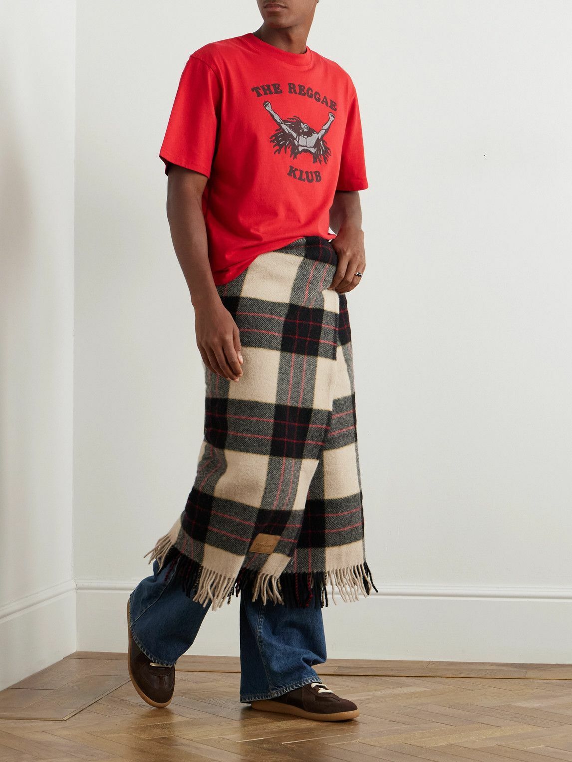 Nicholas Daley - Printed Cotton-Jersey T-Shirt - Red