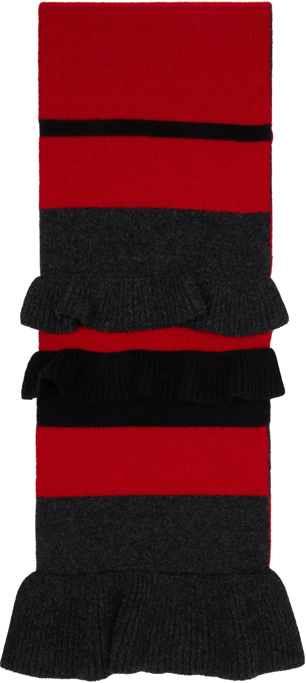 Simone Rocha Red & Gray Ruffle Graphic Logo Knit Scarf
