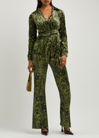 Diane Von Furstenberg Largarde Belted Printed Velvet Shirt Multicoloured