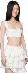 Yuhan Wang SSENSE Exclusive White Floral Print Denim Top