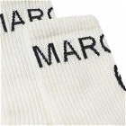 Maison Margiela Men's Logo Socks in Off White/Black