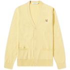 Maison Kitsuné Men's Fox Head Patch Classic Cardigan in Soft Yellow