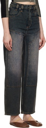 Eckhaus Latta Blue Double Knee Baggy Jeans