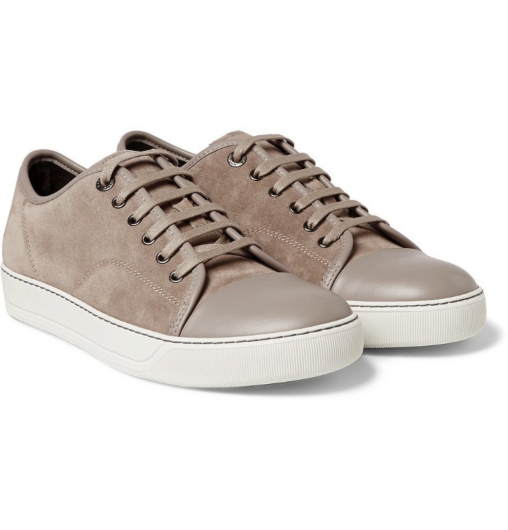 Photo: Lanvin - Cap-Toe Suede and Leather Sneakers - Men - Beige