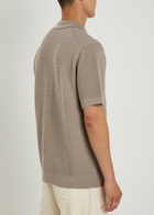 Gant Textured-knit Cotton Polo Shirt Taupe