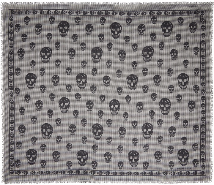 Photo: McQueen Black & White Houndstooth Skull Scarf