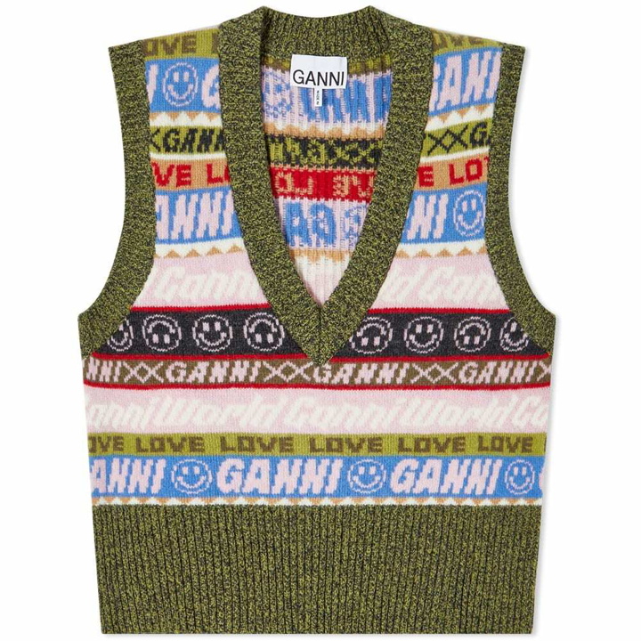 Photo: GANNI Women's Graphic Logo V-Neck Vest in Multi