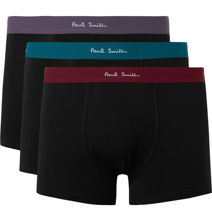 Photo: Paul Smith - Three-Pack Stretch-Cotton Boxer Briefs - Black