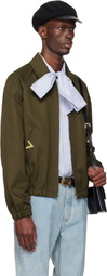 Valentino Khaki Cotton Gabardine Bomber Jacket