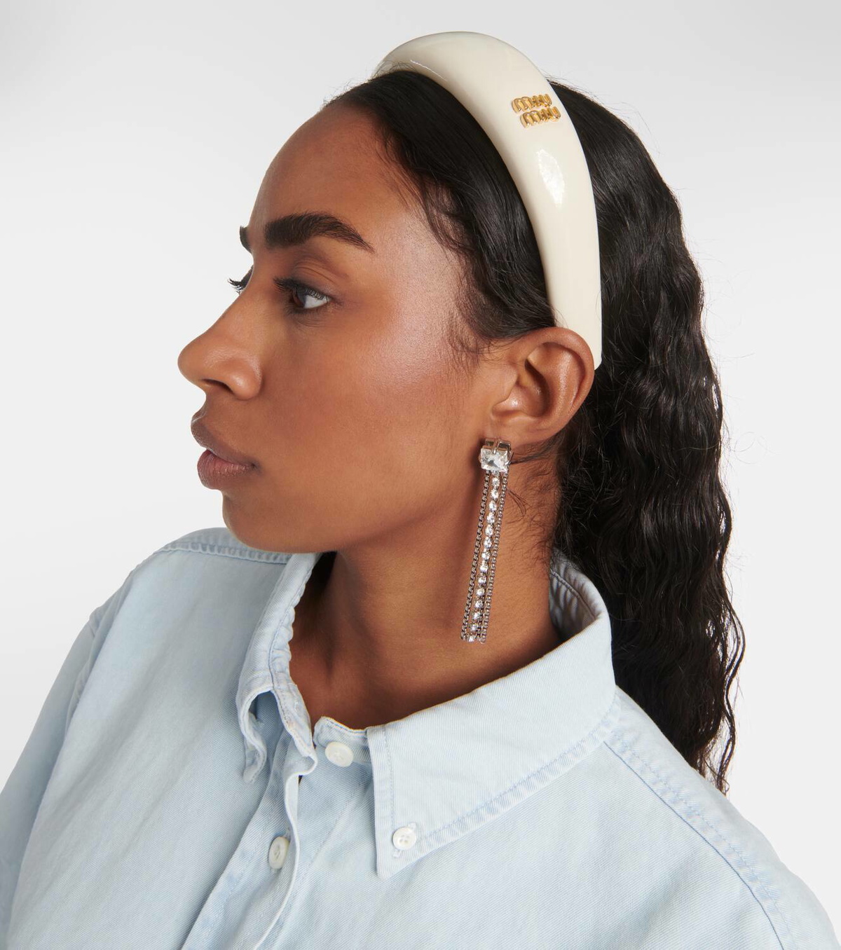 Miu Miu Bridal logo patent leather headband Miu Miu