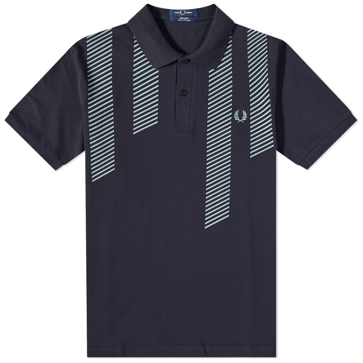 Photo: Fred Perry Authentic Men's Glitch Stripe Polo Shirt in Navy