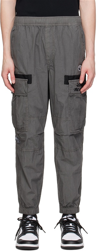 Photo: AAPE by A Bathing Ape Gray Embroidered Cargo Pants