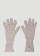 Logo Patch Knit Gloves in Pink