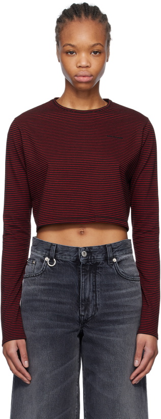 Photo: We11done Black & Red Striped Cropped T-shirt