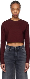 We11done Black & Red Striped Cropped T-shirt
