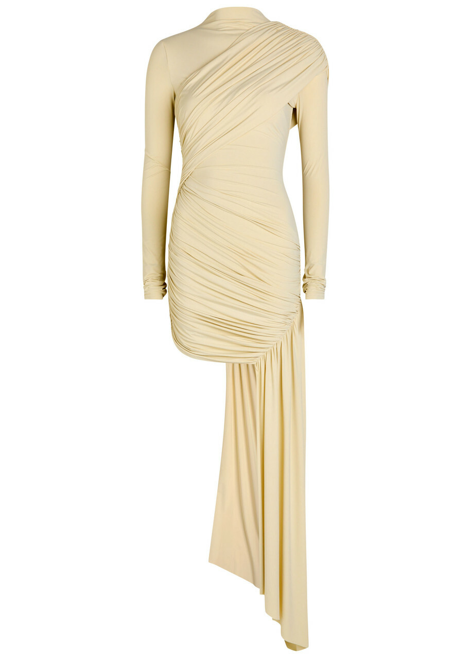 DE LA Vali Ravel Draped Stretch-jersey Mini Dress Cream