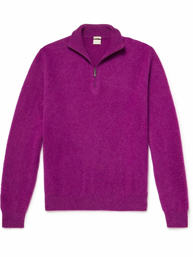 Photo: Massimo Alba - Brushed Cashmere Half-Zip Sweater - Purple