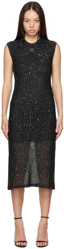 MSGM Black Faux-Leather Midi Dress MSGM