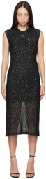 MSGM Black Glitter Midi Dress