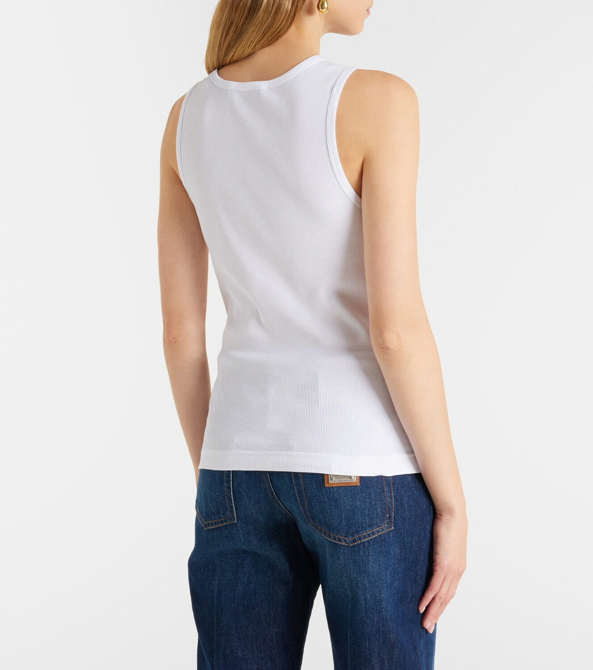 Dolce&Gabbana DG embellished ribbed-knit cotton tank top