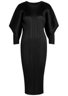Pleats Please Issey Miyake Pleated Woven Midi Dress Black