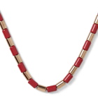 Roxanne Assoulin - Gilded U-Tube Enamel and Gold-Tone Necklace - Red