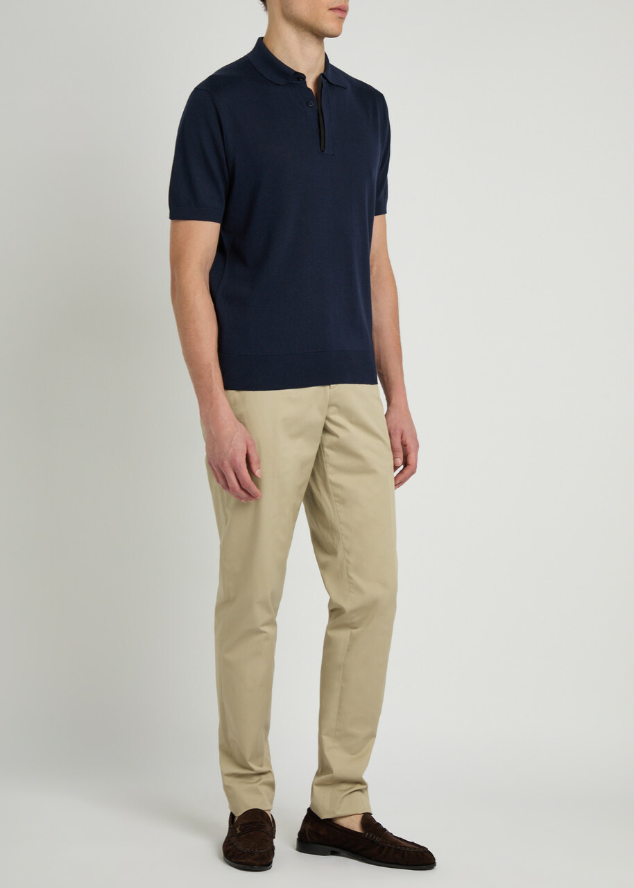 Canali Knit Polo Shirt Navy