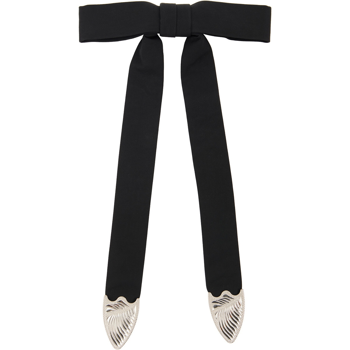 Toga Pulla Black Ribbon Metal Bow Tie