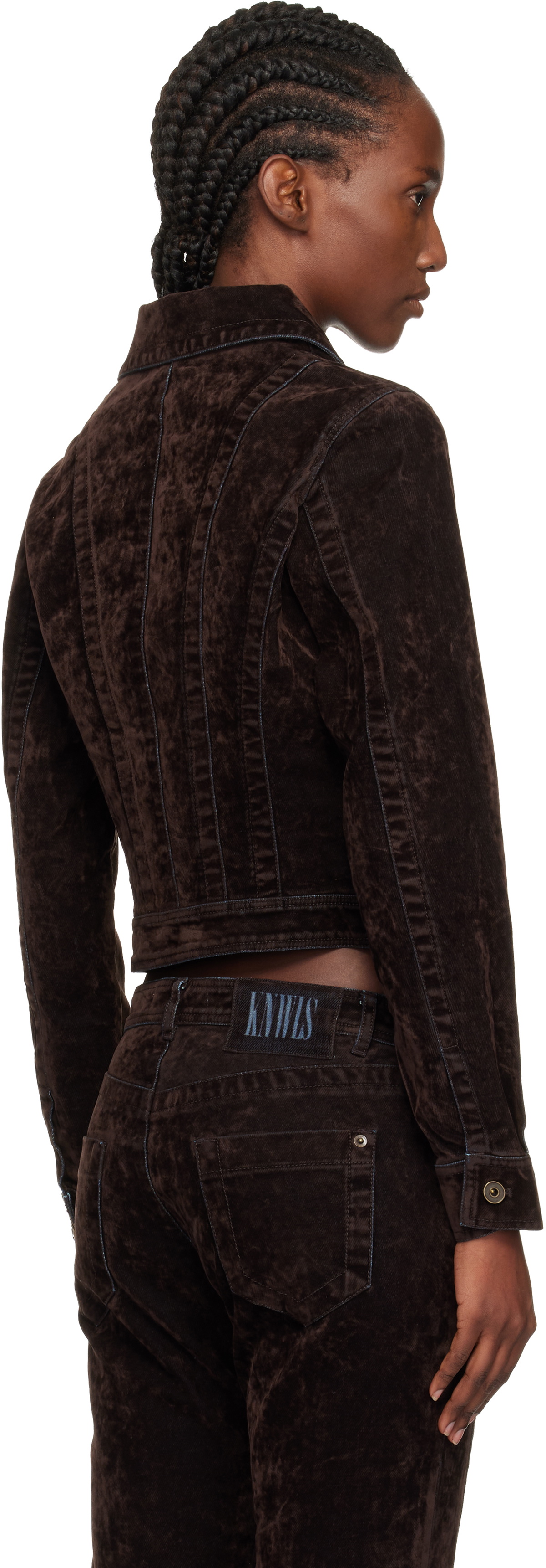 KNWLS Brown Flock Denim Jacket