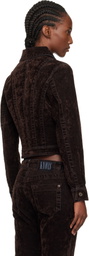 KNWLS Brown Flock Denim Jacket