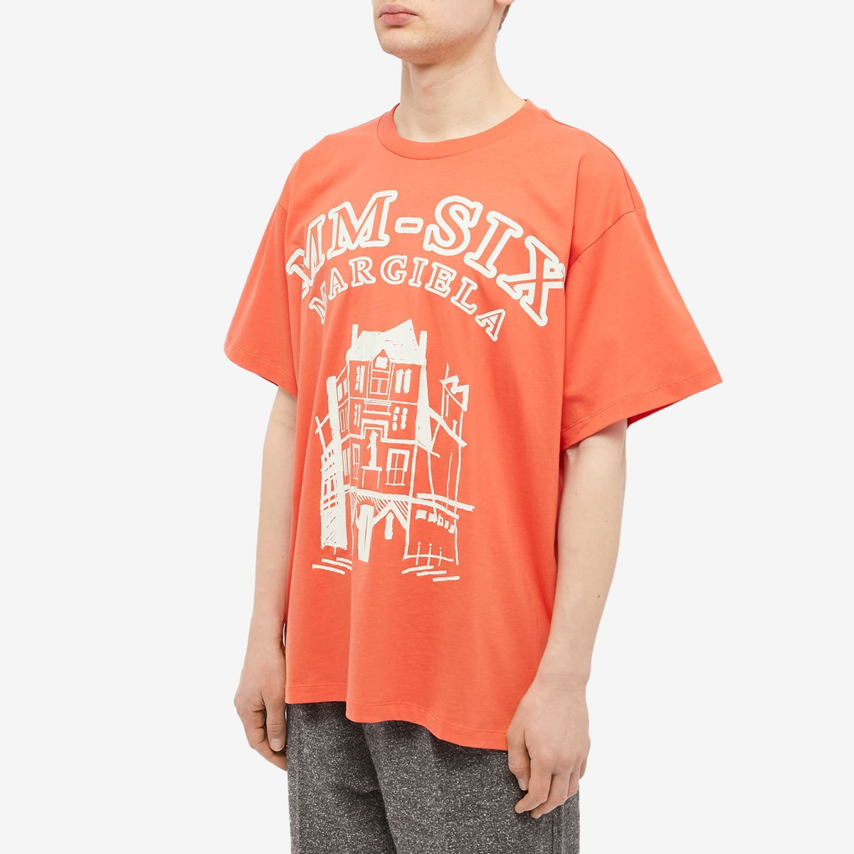 Maison Margiela Men's MM-Six T-Shirt in Burnt Orange Maison Margiela