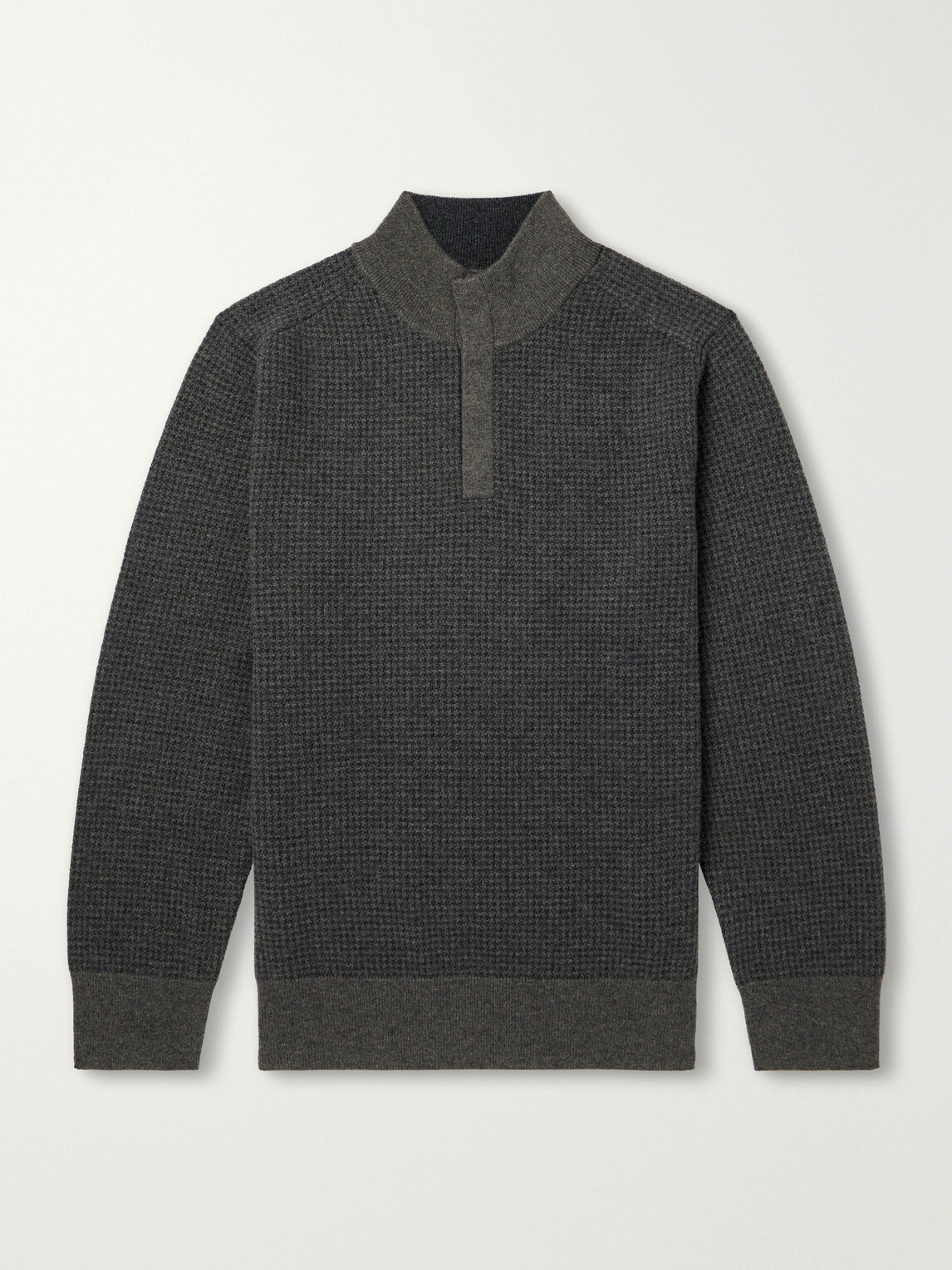 N.PEAL - Houndstooth Cashmere Sweater - Gray