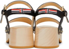 Thom Browne Black Brogued Wing-Tip Clog Sandals