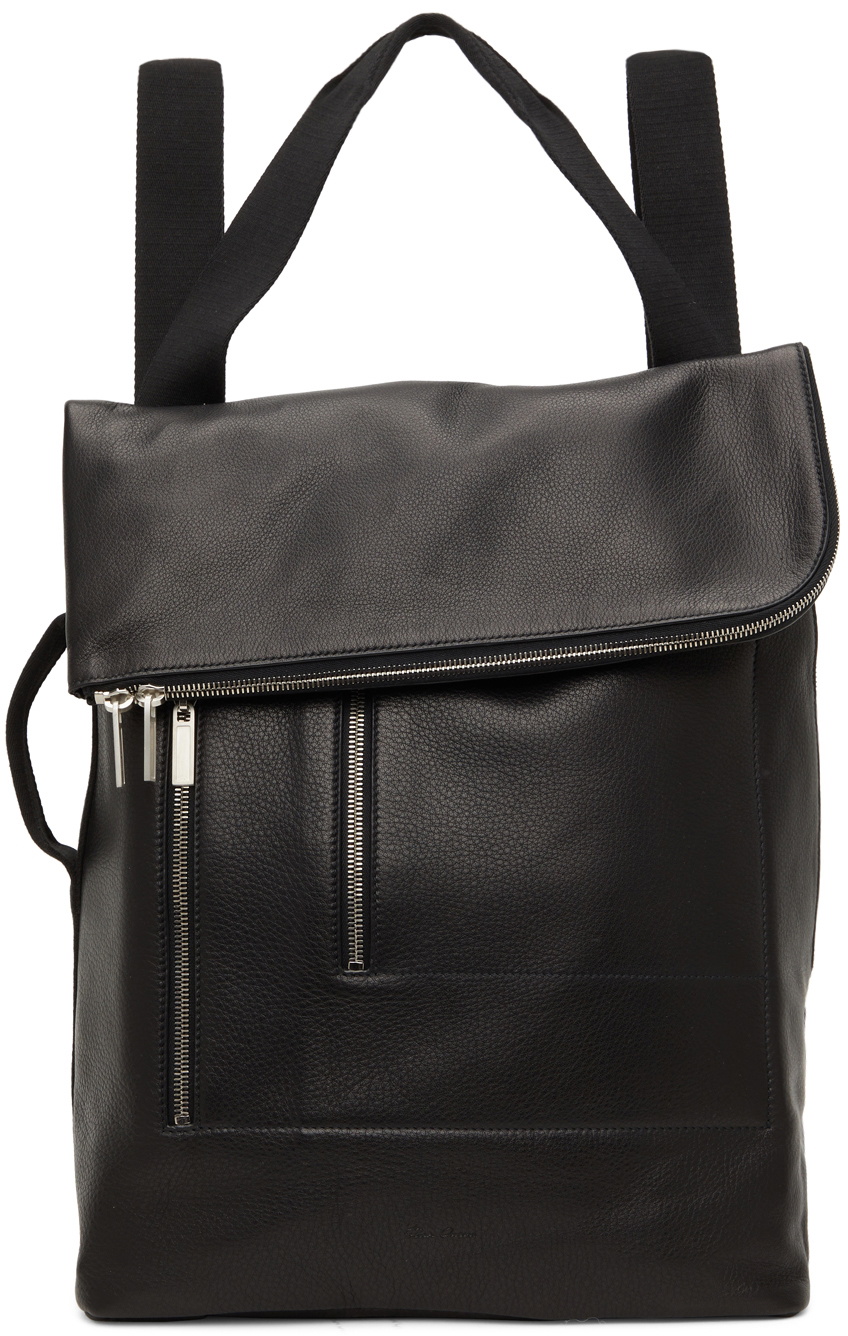 Rick Owens Black Leather Cargo Backpack Rick Owens